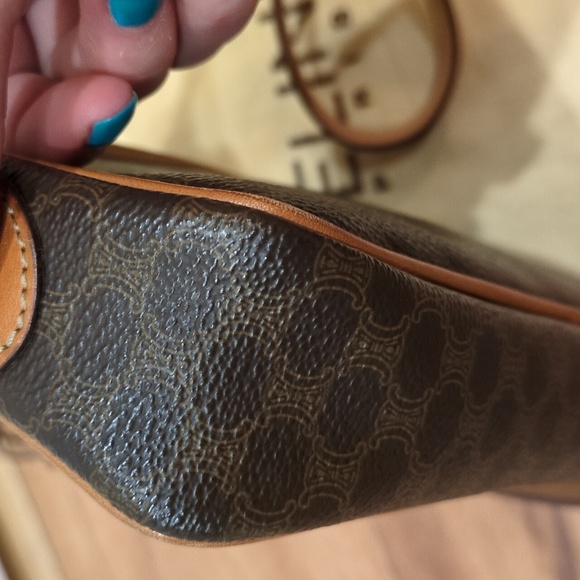 Celine Vintage Macadam Dark Crossbody Purse With Dust Bag Callouts - Picture 12 of 17